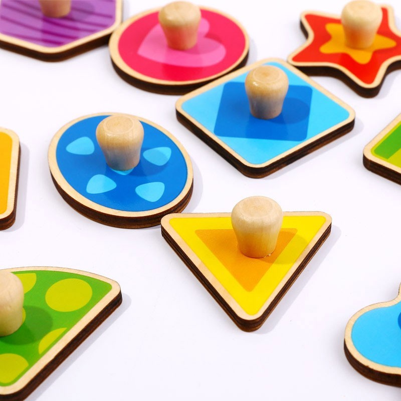 5-TOOKY TOY Puzzle Układanka Montessori Nauka Kształtów z Pinezkami-5