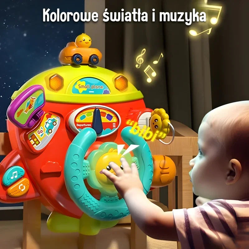 WOOPIE BABY Interaktywna Kierownica Samolot Pojazd na Łózeczko Wózek Efekty 18m+ - zabawki-dla-dziewczynki