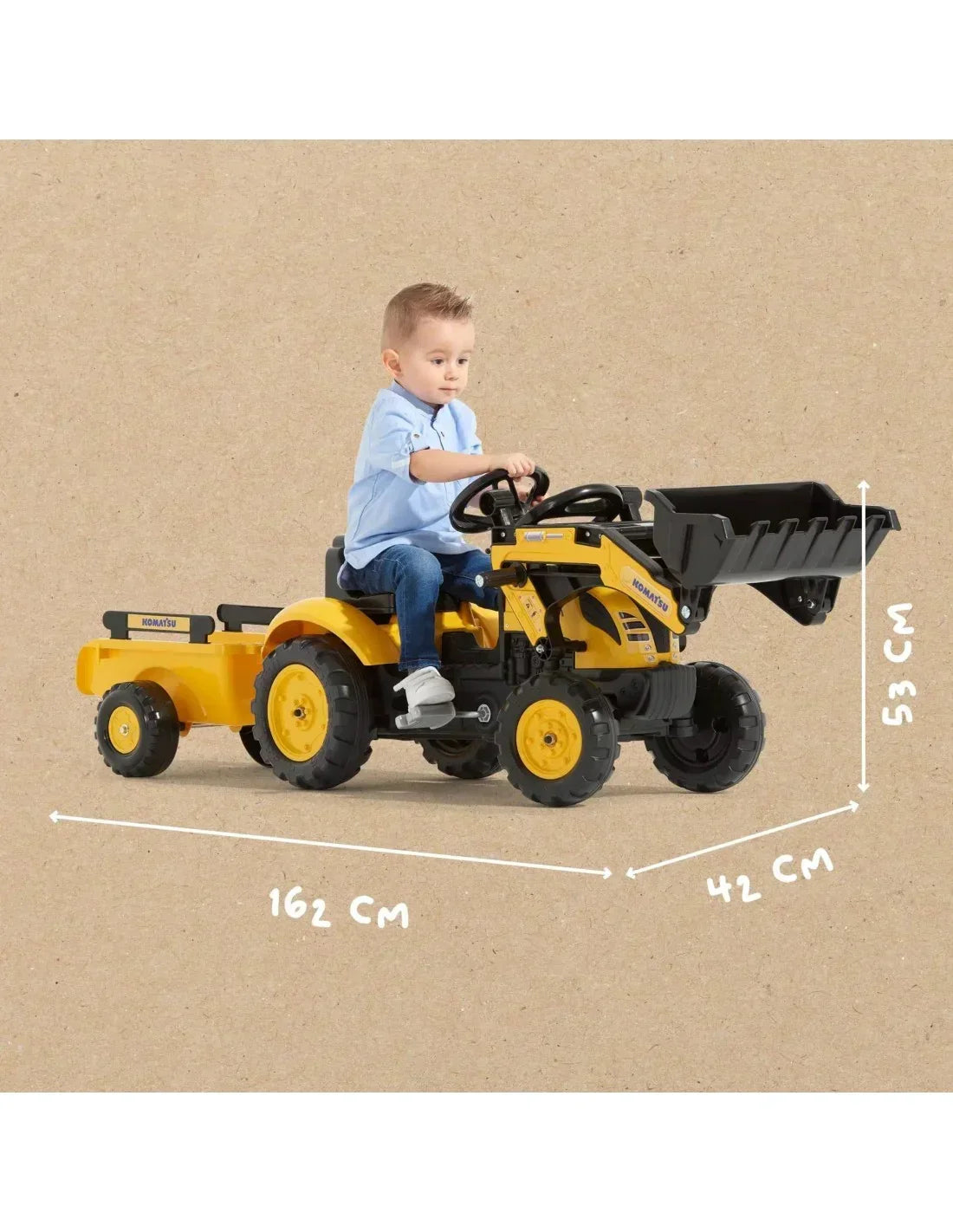 Traktor na pedały FALK Komatsu z funkcją napędu pedałowego i klaksonem  - zabawki-dla-dziewczynki