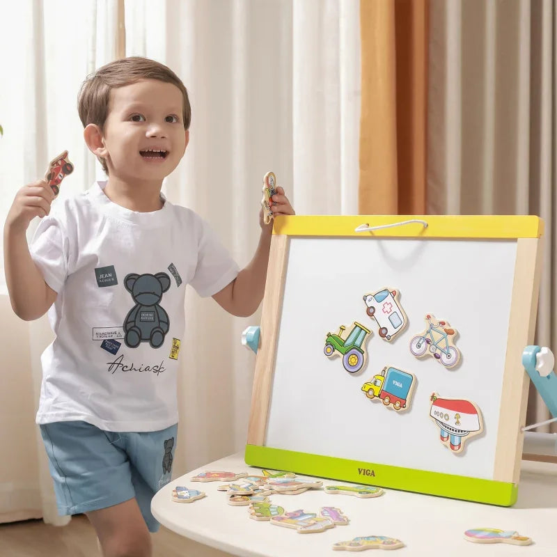 VIGA Drewniane magnesy pojazdy zestaw - zabawki-dla-dziewczynki