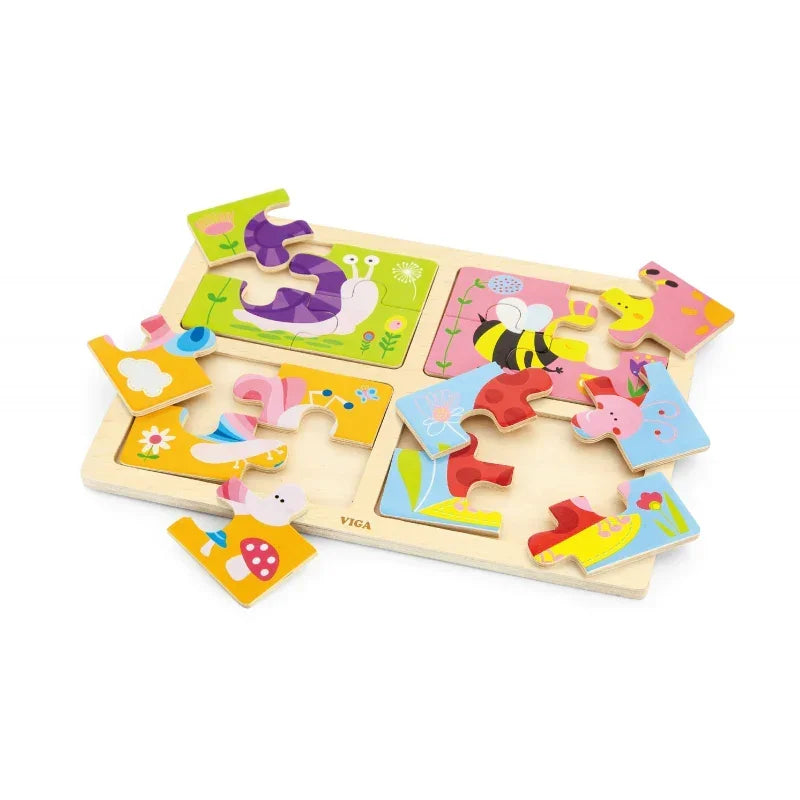 Drewniane puzzle VIGA owady zestaw 4w1 układanka - zabawki-dla-dziewczynki