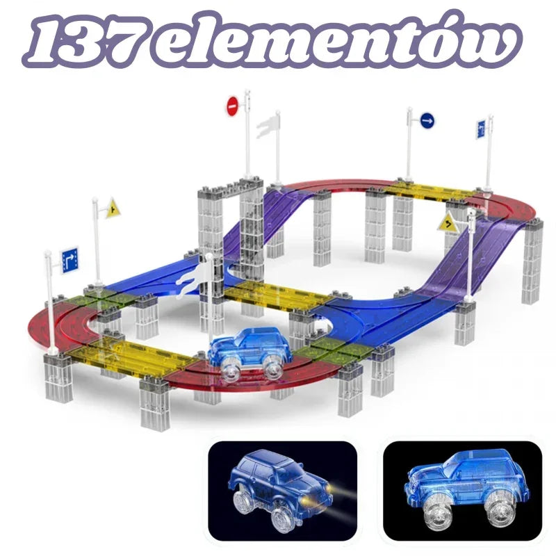 WOOPIE 137 el. magnetyczny tor samochodowy dla dzieci - zabawki-dla-dziewczynki