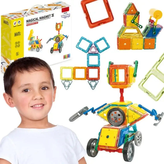 Magnetyczne klocki WOOPIE 3D kolorowe pojazdy dla dzieci - zabawki-dla-dziewczynki
