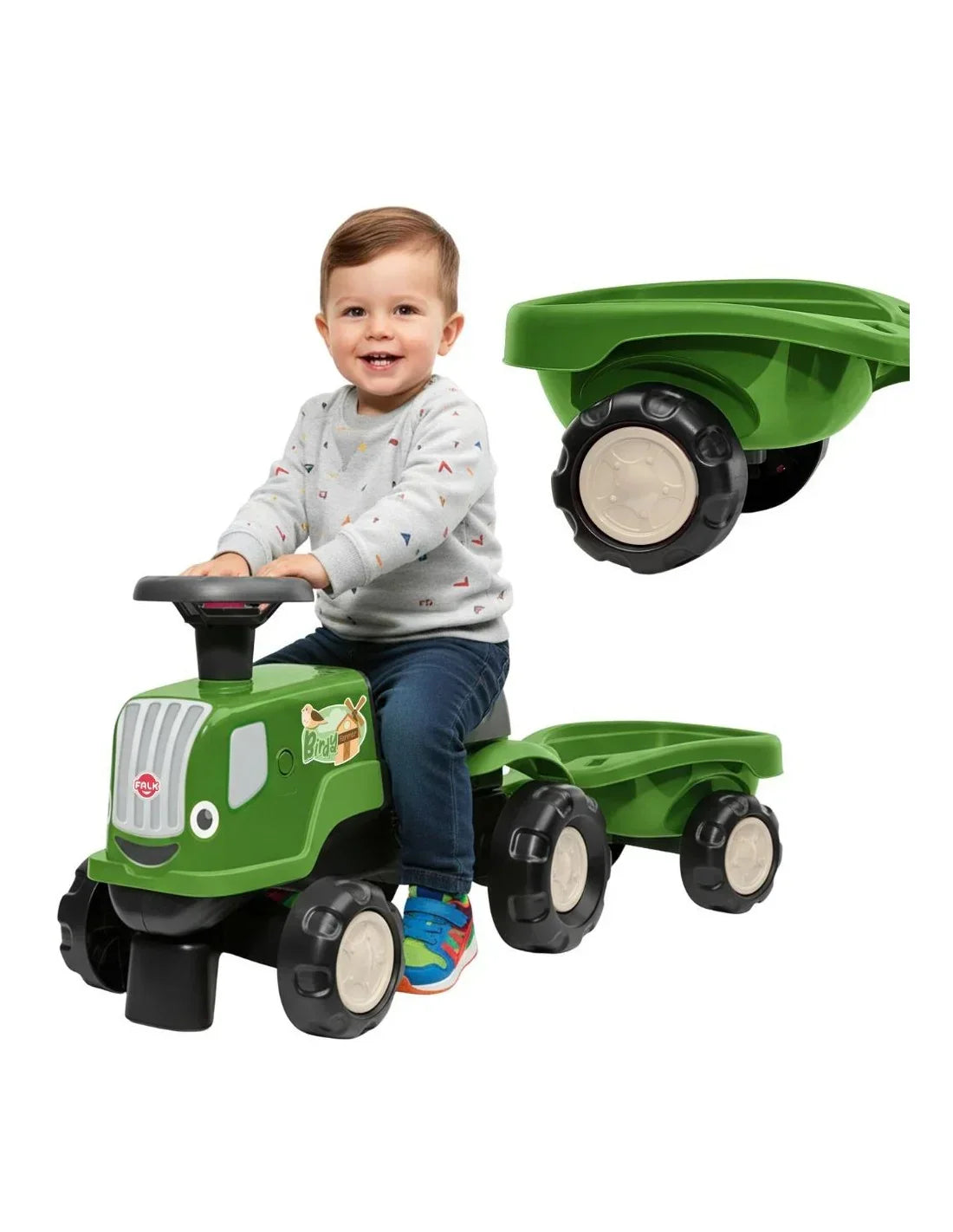 FALK Jeździk Traktor Birdy Farm Zielony dla dzieci 1–3 lata - zabawki-dla-dziewczynki