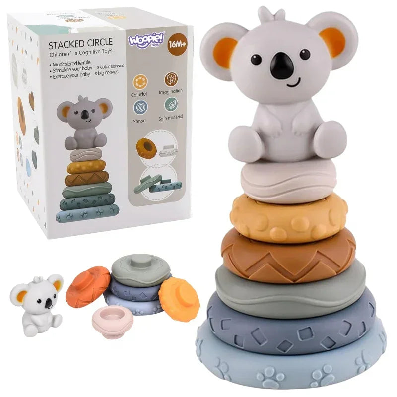 Woopie zestaw edukacyjny piramidka Koala 2w1 gryzak dla niemowląt - zabawki-dla-dziewczynki