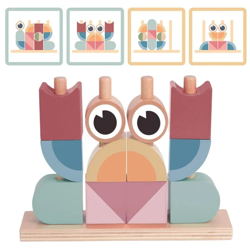 TOOKY TOY Krab Układanka Drewniana Stosy Klocki Bloki Pastelowy - zabawki-dla-dziewczynki