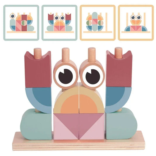 TOOKY TOY Krab Układanka Drewniana Stosy Klocki Bloki Pastelowy - zabawki-dla-dziewczynki