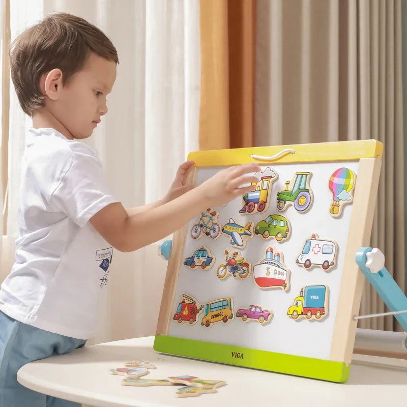 VIGA Drewniane magnesy pojazdy zestaw - zabawki-dla-dziewczynki