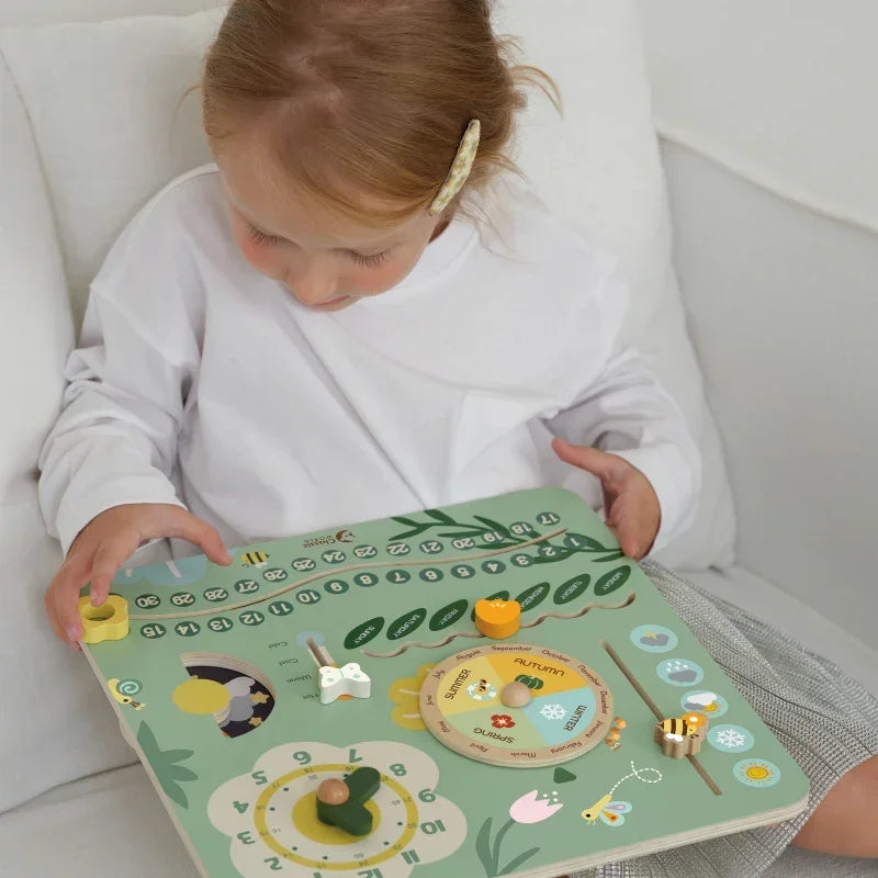 CLASSIC WORLD Drewniana Tablica edukacyjna zegar dla przedszkolaków - zabawki-dla-dziewczynki
