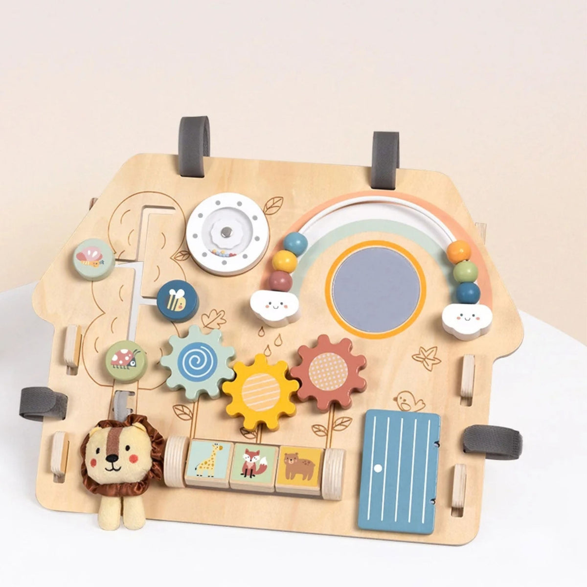7-WOOPIE GREEN  Tablica Manipulacyjna Edukacyjna Sensoryczna Domek Montessori 2w1 8 el.-7