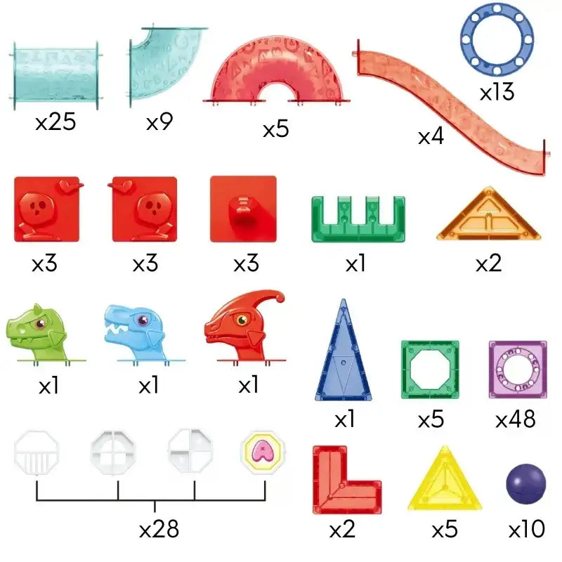 WOOPIE Klocki Magnetyczne Konstrukcyjne 3D Zestaw Edukacyjny Tor Kulkowy 170el. - zabawki-dla-dziewczynki