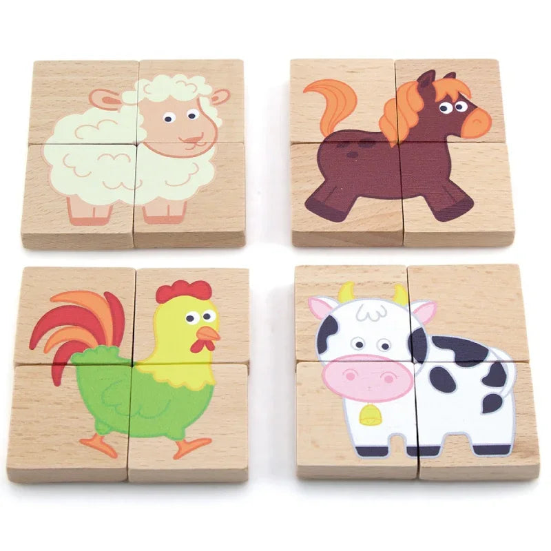 Viga Drewniane Puzzle Magnetyczne Zwierzęta Układanka Certyfikat FSC - zabawki-dla-dziewczynki
