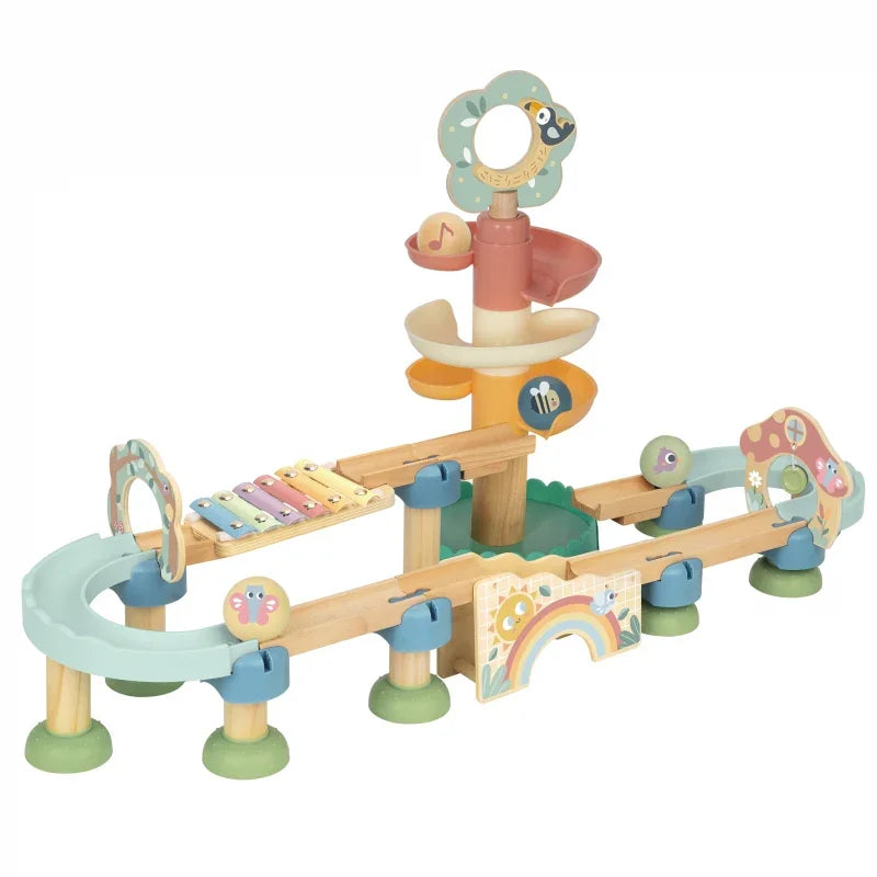 12-WOOPIE GREEN Drewniany Tor Kulkowy z Efektami Dźwiękowymi Cymbałki FSC-12