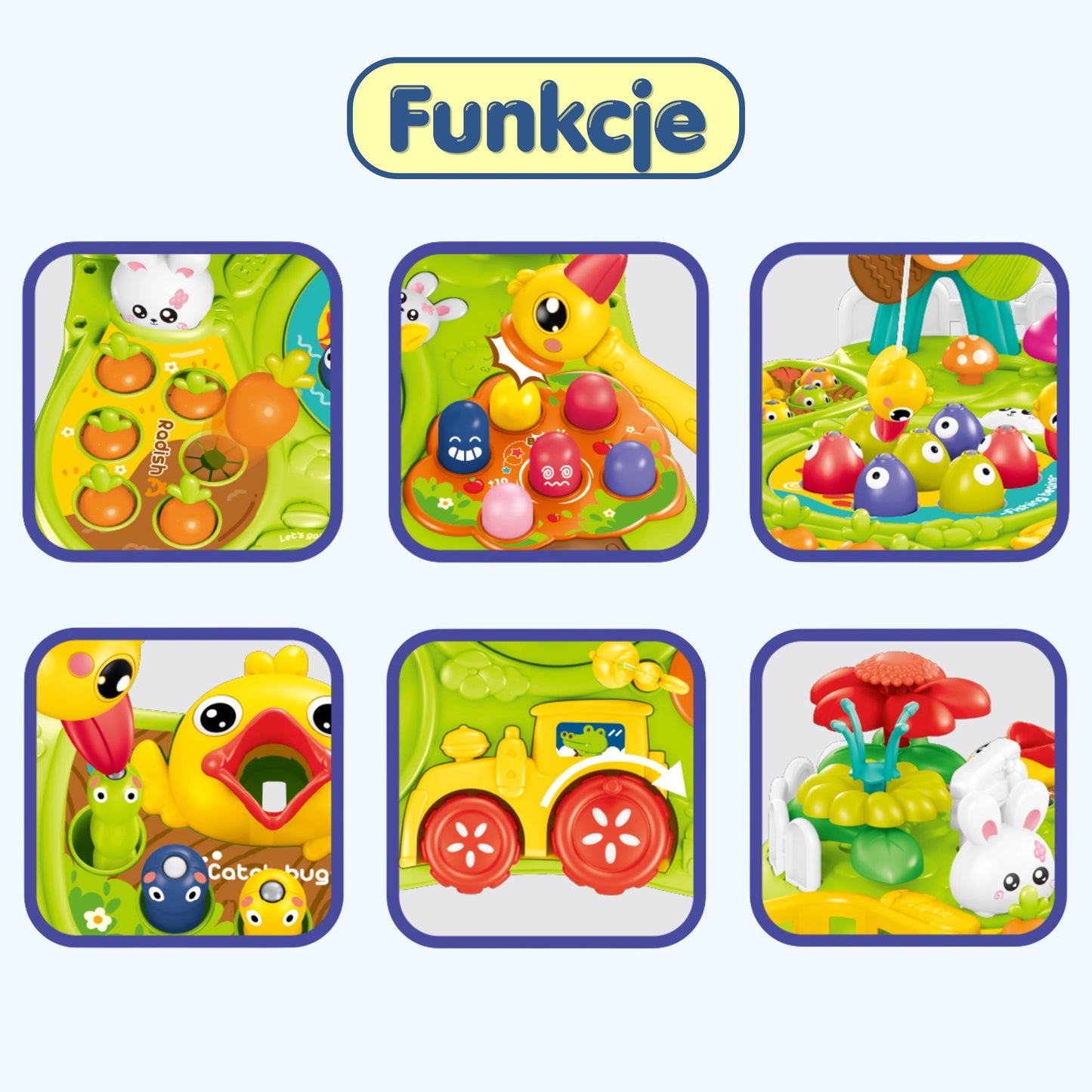 4-WOOPIE BABY Stolik Edukacyjny Interaktywny 2w1 Gra Łowienie Rybek Młotek Sorter Dźwięk Światło-4