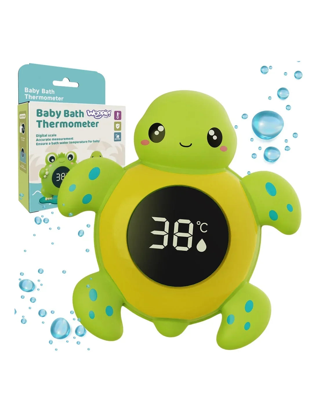 Cyfrowy termometr do kąpieli Woopie Baby żółw 2w1 LCD do wody - zabawki-dla-dziewczynki