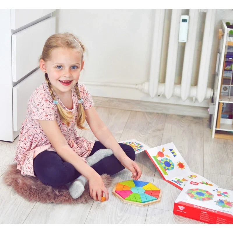 TOOKY TOY Puzzle Ośmiokątne Drewniana Mozaika Edukacyjna (73el.) - zabawki-dla-dziewczynki