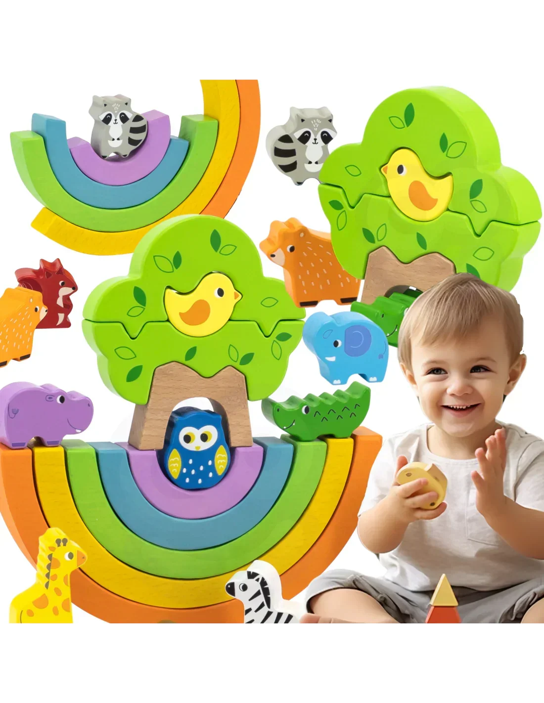 VIGA drewniana tęcza Montessori układanka dla dzieci