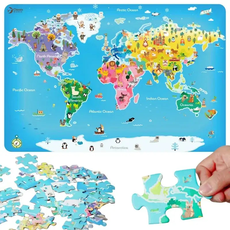 Classic World Puzzle Mapa Świata dla dzieci - zabawki-dla-dziewczynki