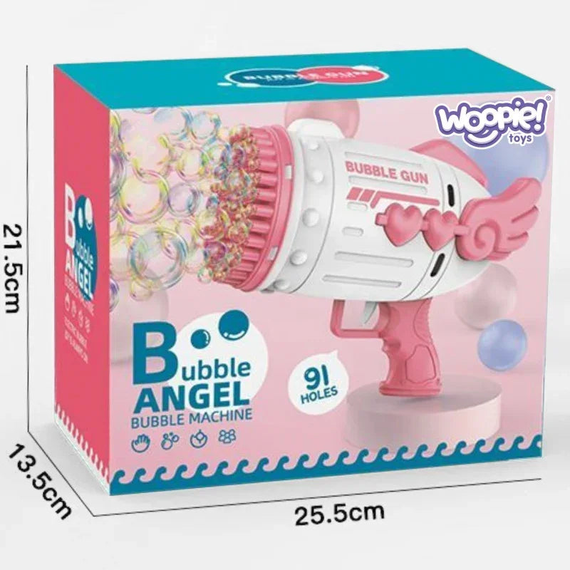 Różowy pistolet do baniek WOOPIE, aktywna zabawa dzieci - zabawki-dla-dziewczynki