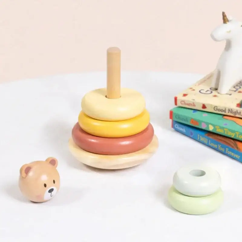 Drewniana układanka TOOKY TOY Piramidka Miś zabawka edukacyjna - zabawki-dla-dziewczynki