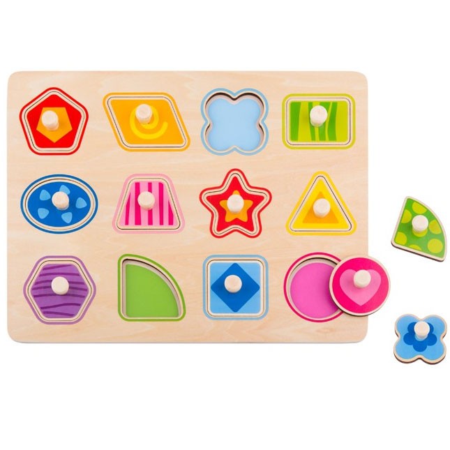4-TOOKY TOY Puzzle Układanka Montessori Nauka Kształtów z Pinezkami-4