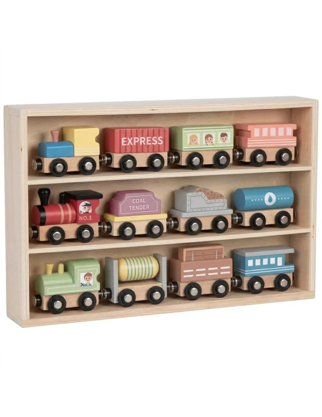 Tooky Toy wagoniki na magnes – drewniane pojazdy dla dzieci