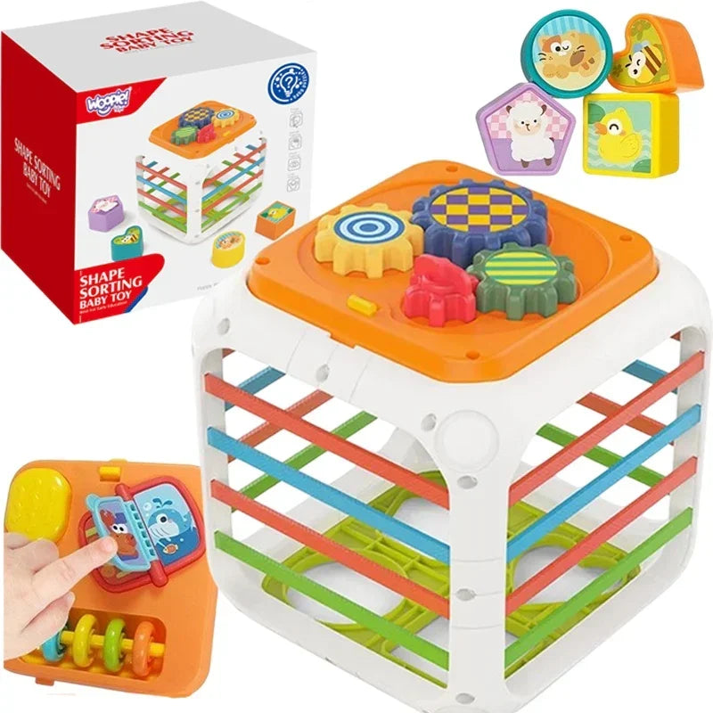 WOOPIE Kostka Edukacyjna Sorter 4w1 Kształty dla dzieci 18m+ - zabawki-dla-dziewczynki