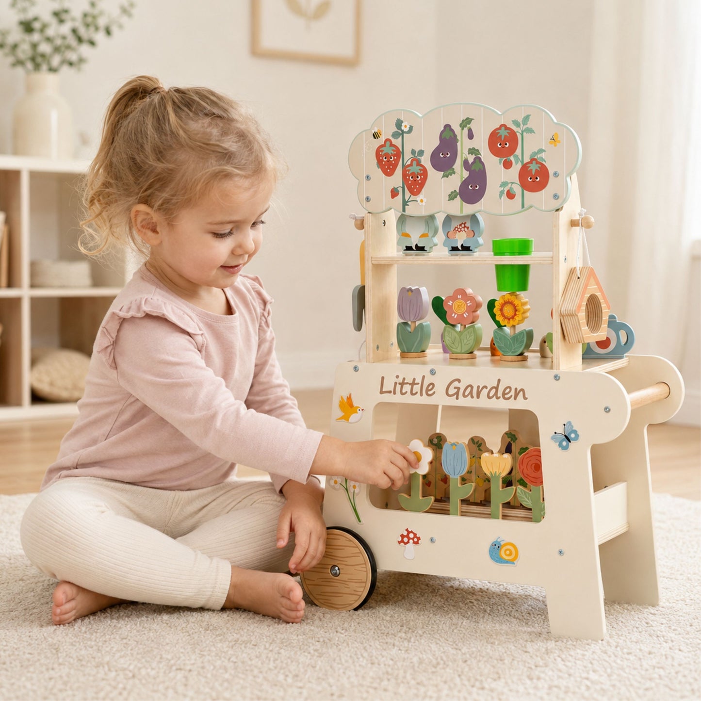 2-TOOKY TOY Wózek Ogrodowy Sklepik Drewniany Montessori 57el-2