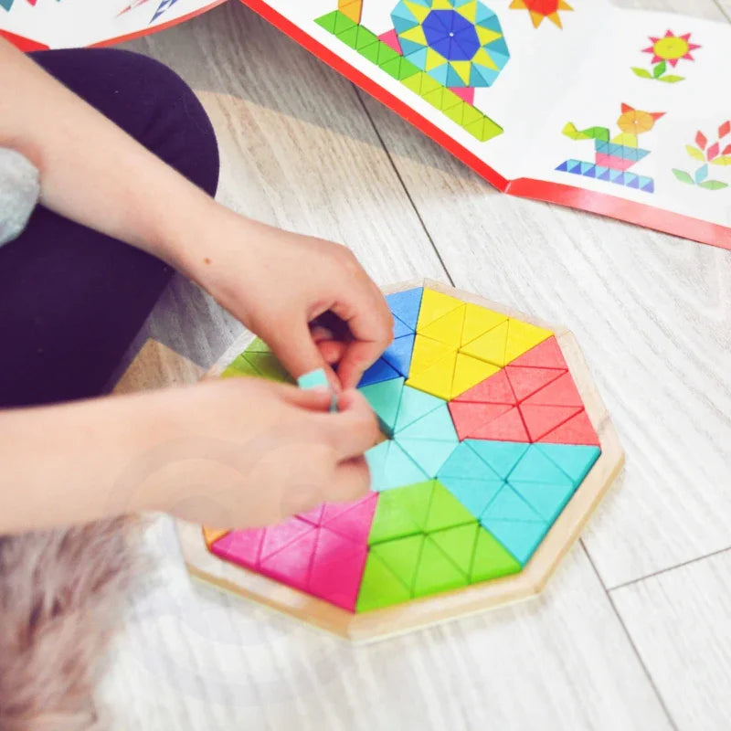 TOOKY TOY Puzzle Ośmiokątne Drewniana Mozaika Edukacyjna (73el.) - zabawki-dla-dziewczynki