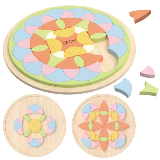 CLASSIC WORLD Pastelowa Mandala Układanka Montessori Mozaika Kwiaty - zabawki-dla-dziewczynki