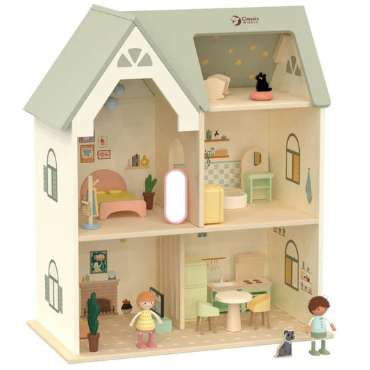 CLASSIC WORLD Wielki Drewniany Domek dla Lalek - zabawki-dla-dziewczynki