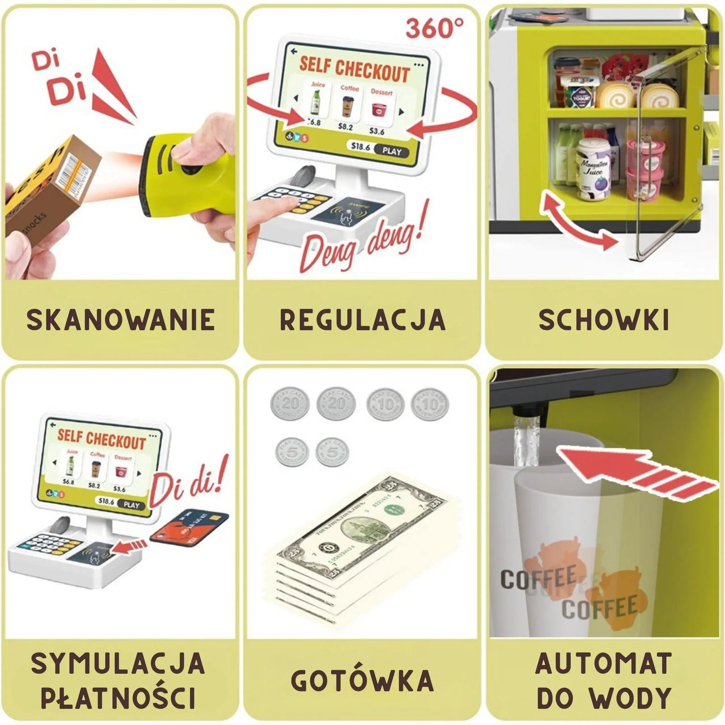 Kasa samoobsługowa dla dzieci WOOPIE do zabawy w sklep