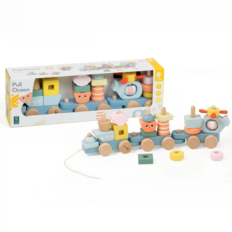 CLASSIC WORLD Montessori Kolejka Ocean Drewniana Układanka - zabawki-dla-dziewczynki