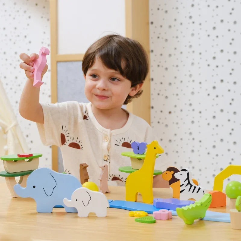 2-VIGA Drewniane Klocki Kolorowe Opowieści Tropikalne Pudełko 55el.-2