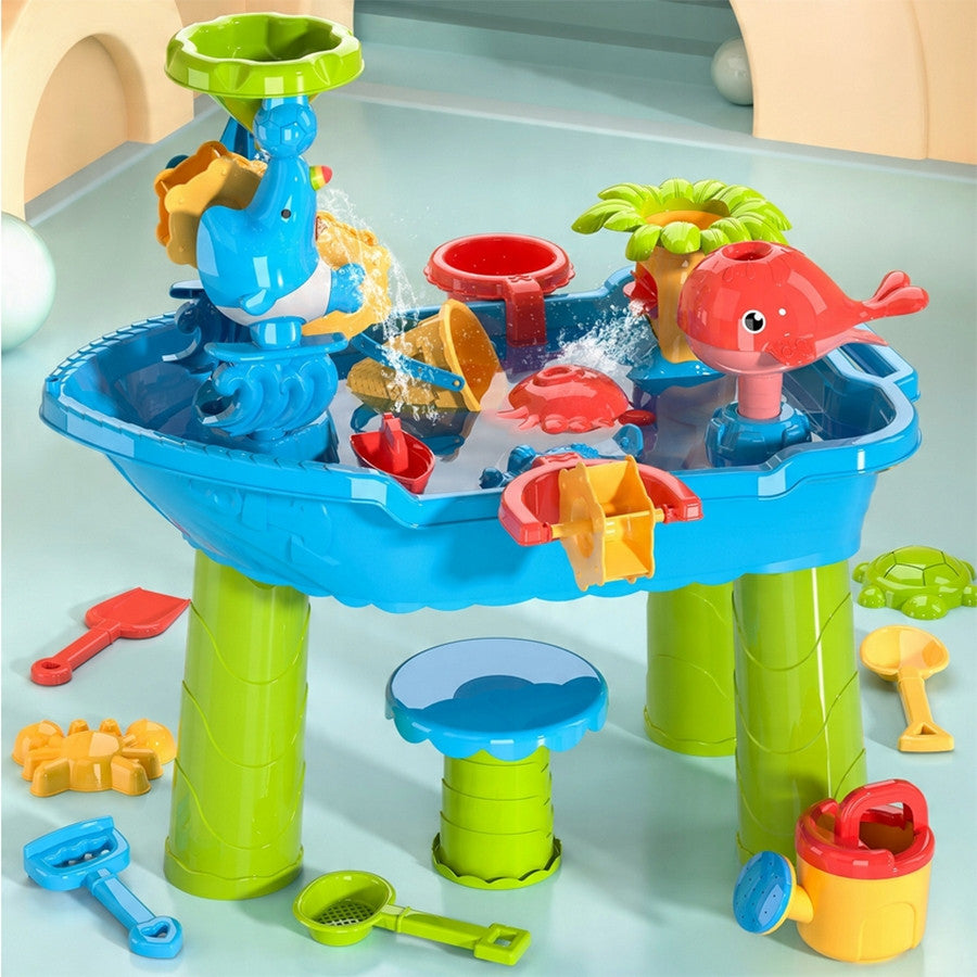 2-WOOPIE Stolik Wodny Piaskownica Ogrodowa z Krzesełkiem 2w1 Duży-2