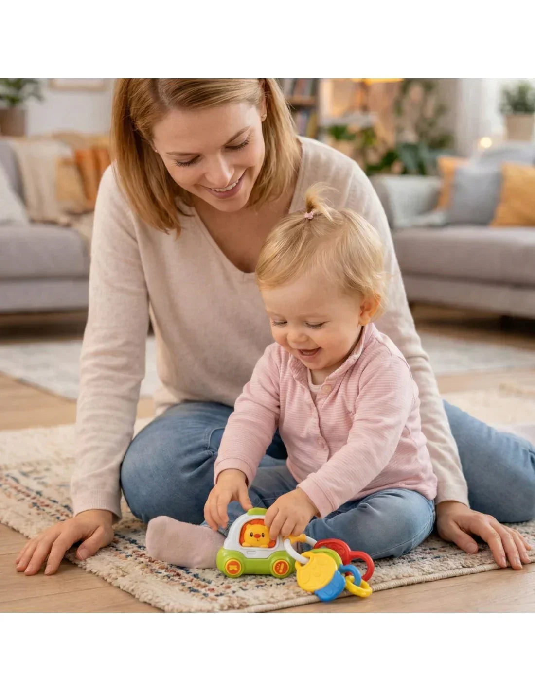 Interaktywny samochodzik Woopie Baby grzechotka i gryzak dla malucha - zabawki-dla-dziewczynki