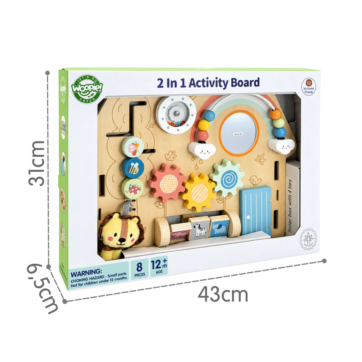 16-WOOPIE GREEN  Tablica Manipulacyjna Edukacyjna Sensoryczna Domek Montessori 2w1 8 el.-16