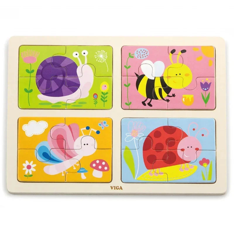 VIGA drewniane puzzle owady 4w1 dla dzieci - zabawki-dla-dziewczynki