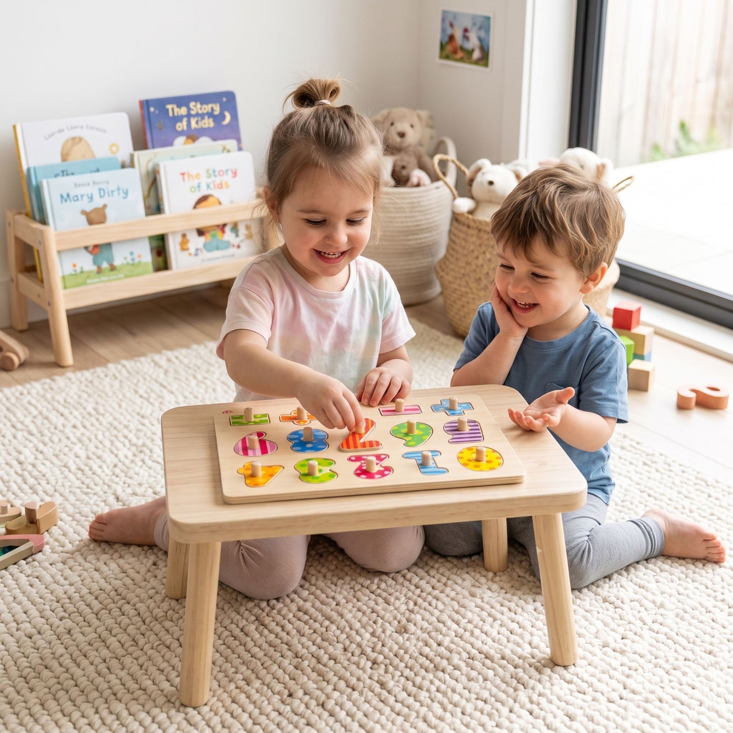 3-TOOKY TOY Drewniane Puzzle Nauka Liczenia Układanka Z Pinezkami Cyferki-3