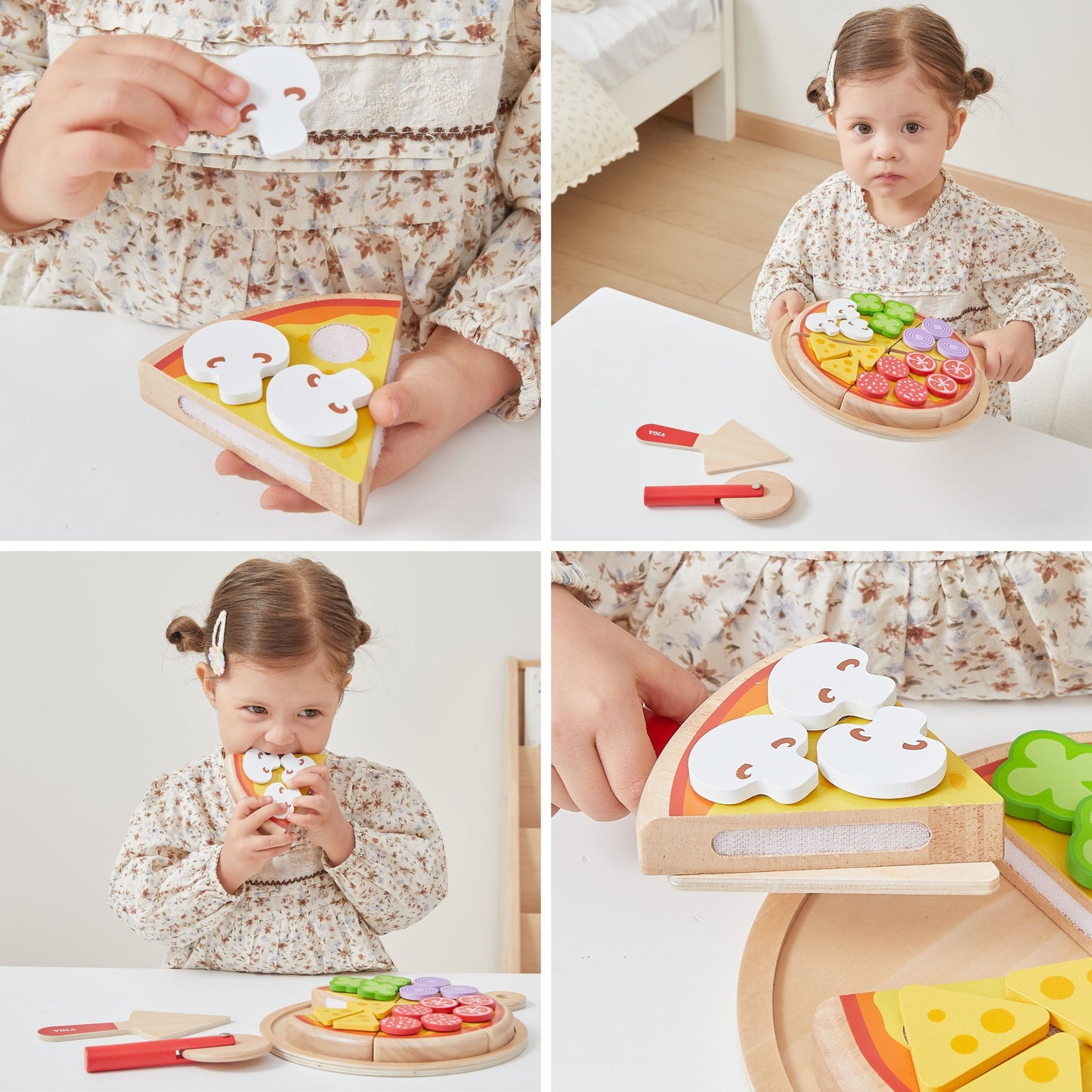 3-VIGA Drewniana Pizza Do Krojenia Zestaw kuchenny 27 el. Dla Dzieci 18M+-3