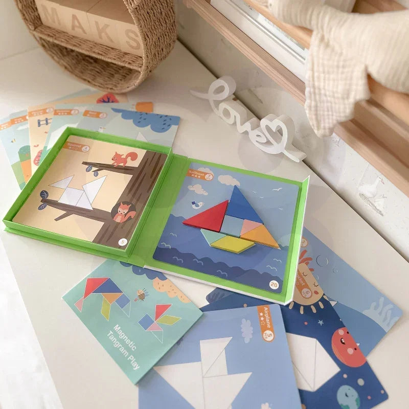 Puzzle Tangram TOOKY TOY nauka kształtów dla dzieci TOOKY TOY Tangram układanka edukacyjna - zabawki-dla-dziewczynki