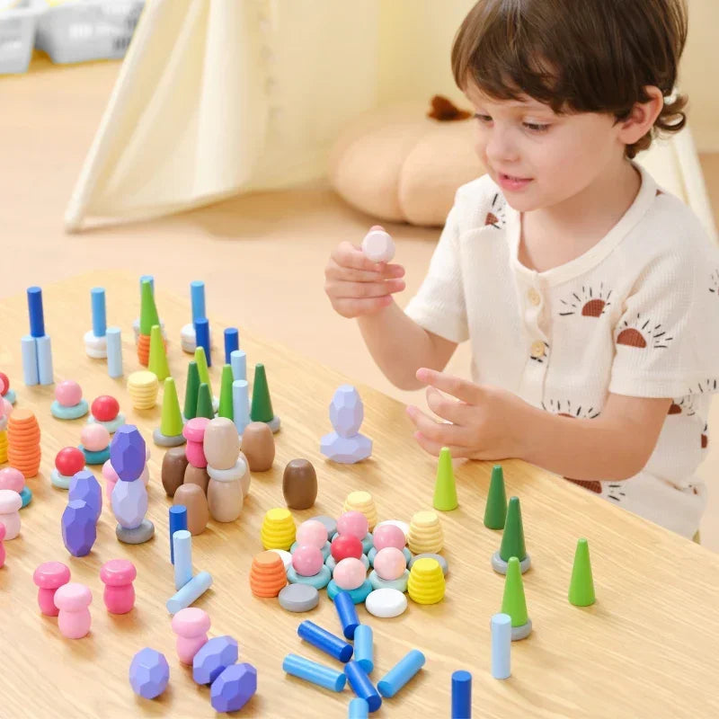 VIGA klocki Montessori układanka drewniana 58 elementów - zabawki-dla-dziewczynki