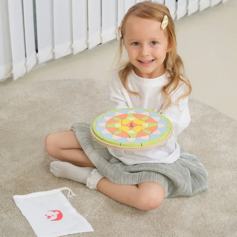 CLASSIC WORLD Pastelowa Mandala Układanka Montessori Mozaika Kwiaty - zabawki-dla-dziewczynki