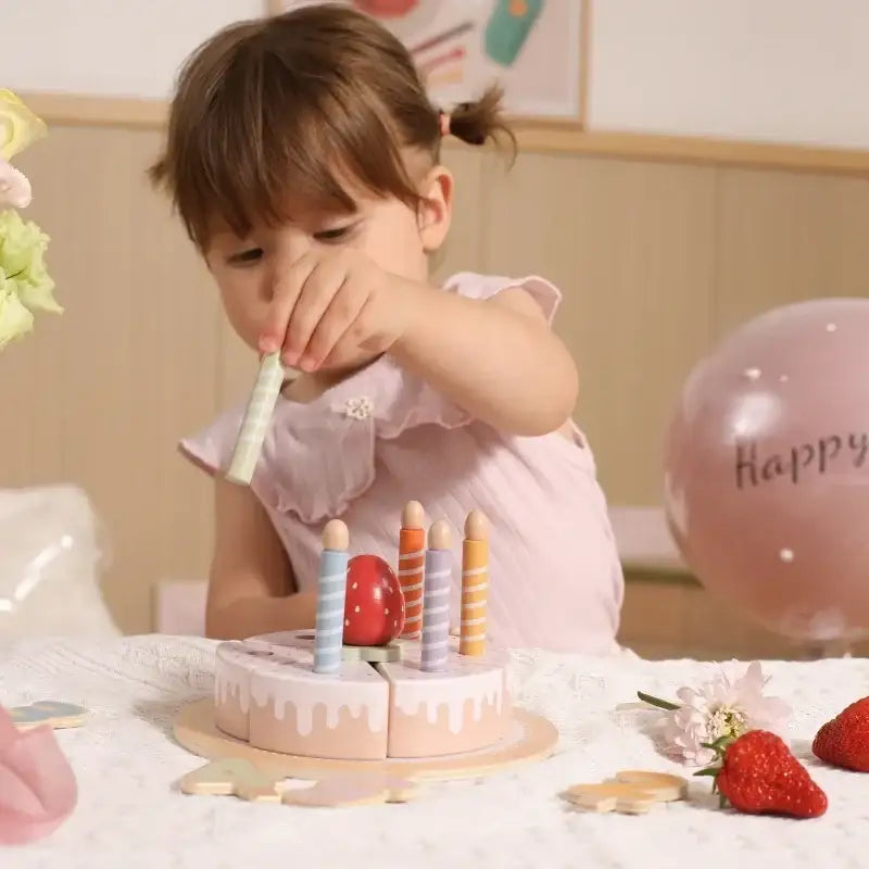 VIGA tort urodzinowy drewniany zestaw do krojenia dla dzieci - zabawki-dla-dziewczynki