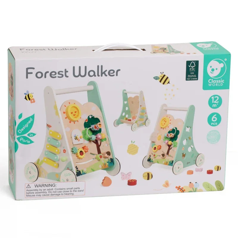 Classic World Drewniany Pchacz Multifunkcyjny 8w1 "Leśny Chodzik" - zabawki-dla-dziewczynki