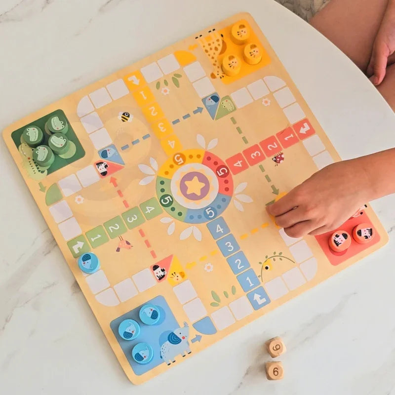 WOOPIE GREEN Gry Planszowe Logiczne 2w1 Ludo Chińczyk + Uwolnij Zwierzątka - zabawki-dla-dziewczynki