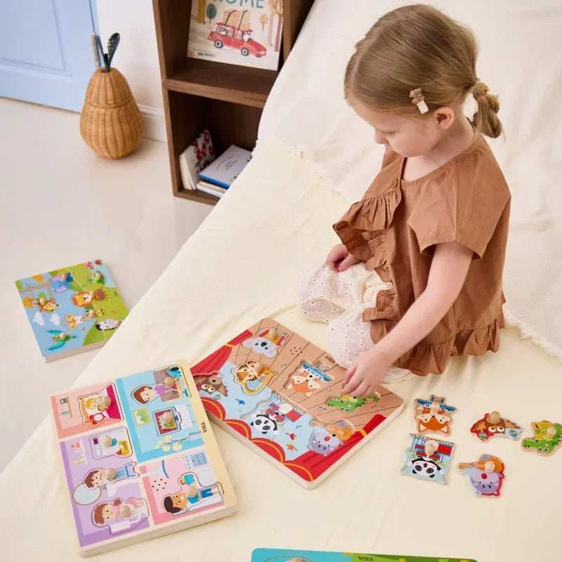 VIGA Puzzle Dźwiękowe Dopasuj Muzykujące Zwierzęta zabawka edukacyjna- zabawki-dla-dziewczynki