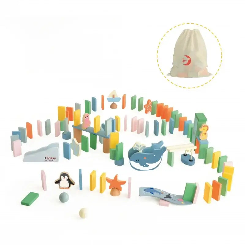 Zabawka edukacyjna CLASSIC WORLD domino drewniane 100 el - zabawki-dla-dziewczynki