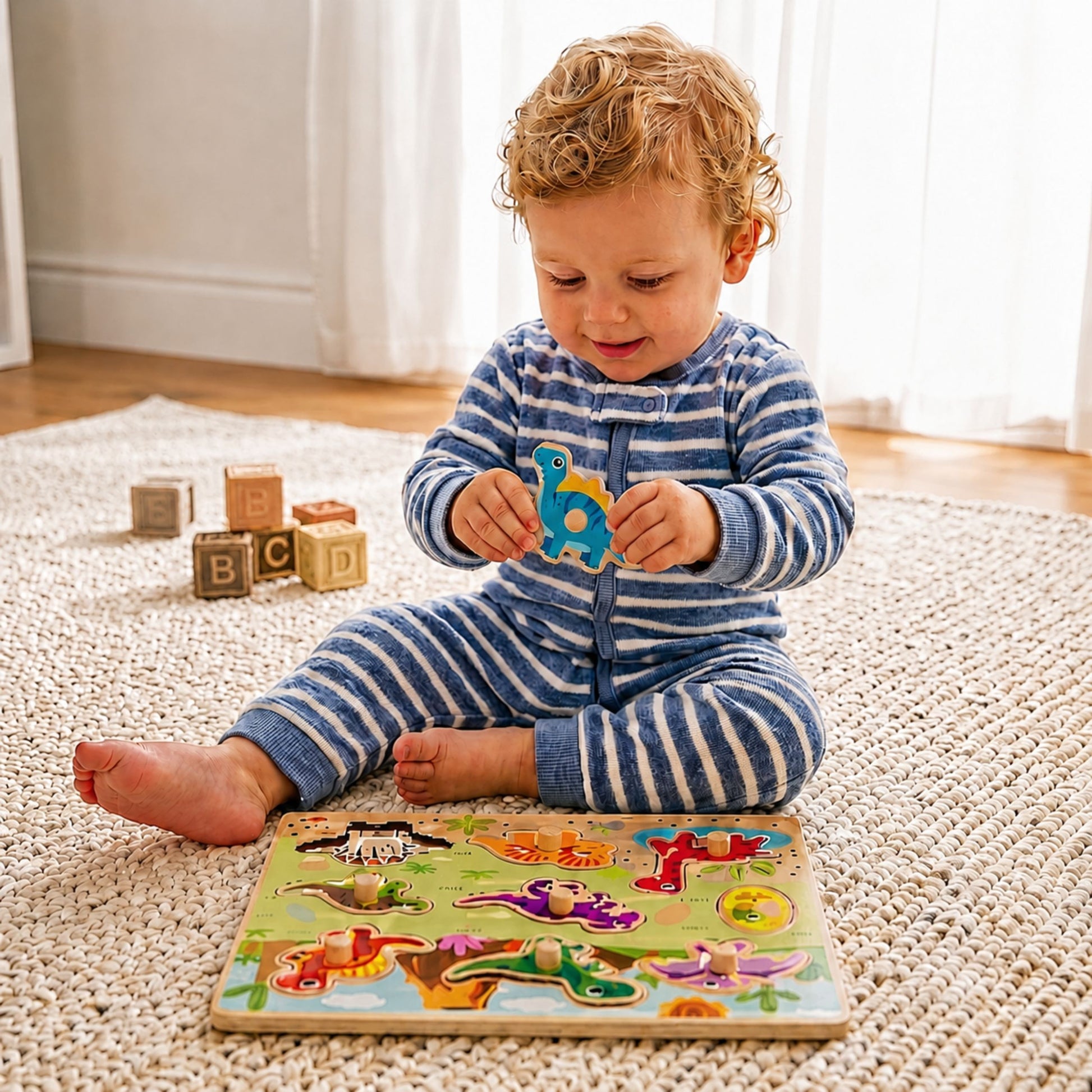 2-TOOKY TOY Drewniane Puzzle Montessori Układanka Dinozaury Kształty-2