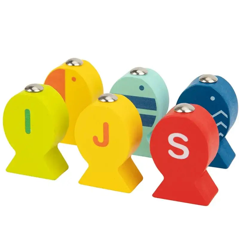 Tooky Toy Drewniana Gra Łowienie Rybek Nauka Literek 29 el. - zabawki-dla-dziewczynki
